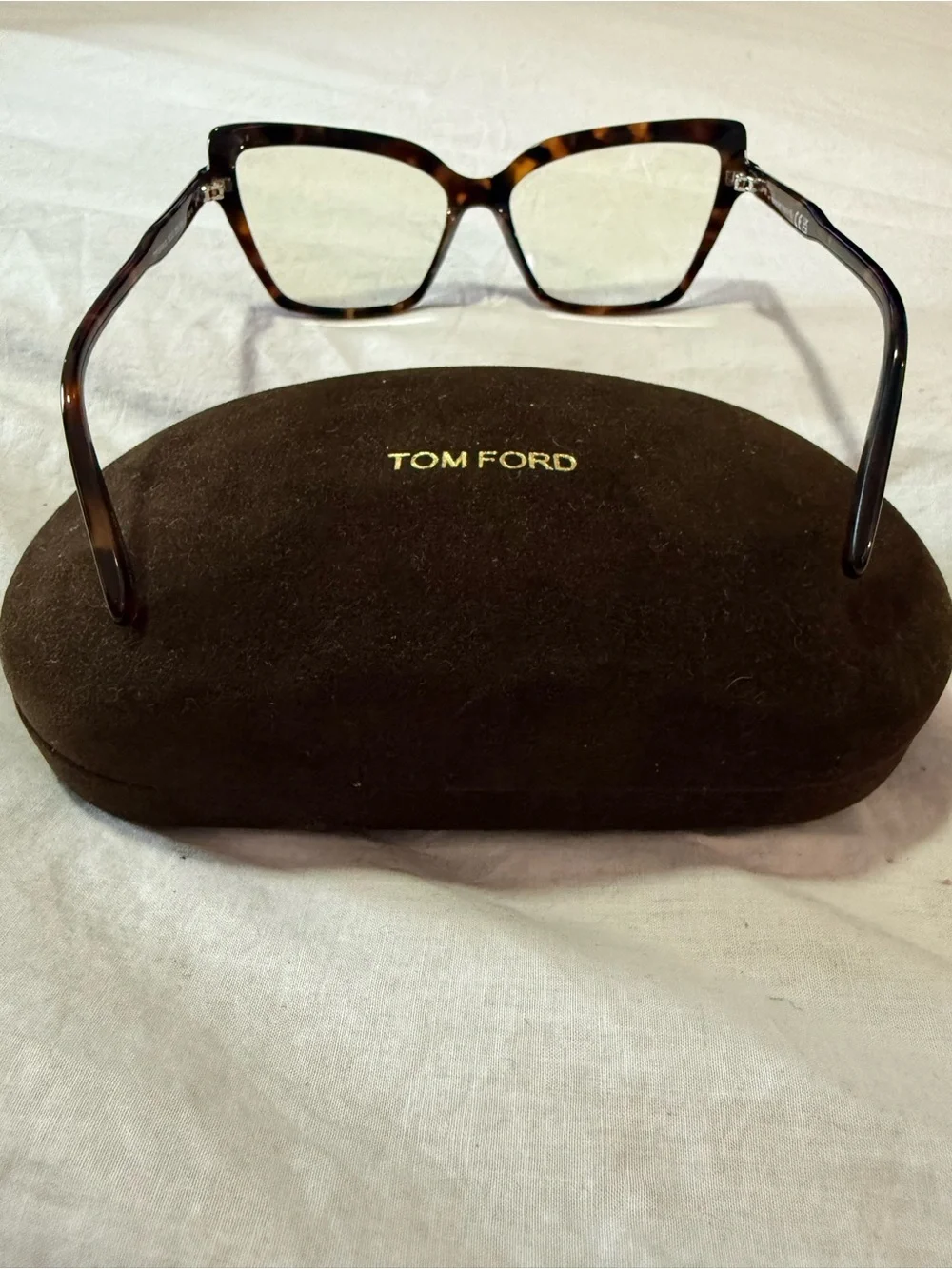 Tom Ford Tortoiseshell Square Women's Glasses with Gold Accent